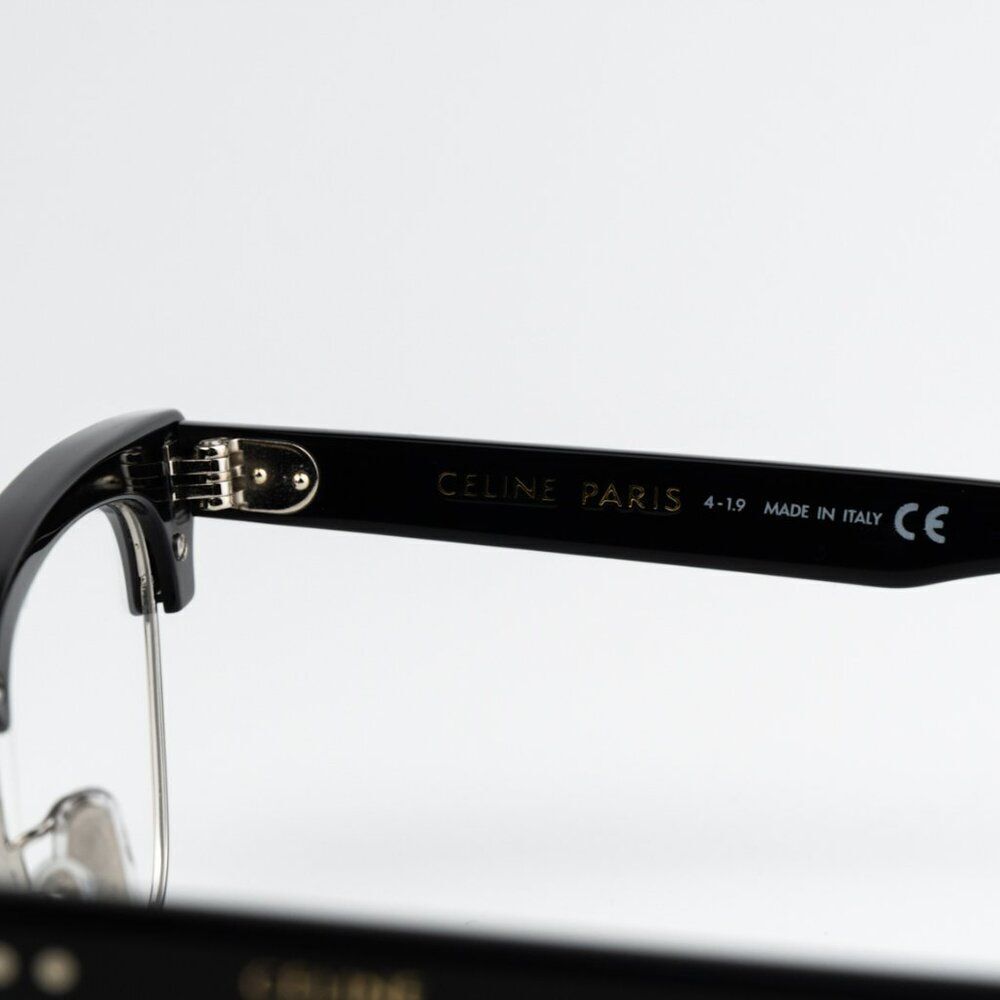 SALE! NEW Celine CL50026U 016 Shiny Palladium Black Women Square Eyeglasses - Picture 9 of 12